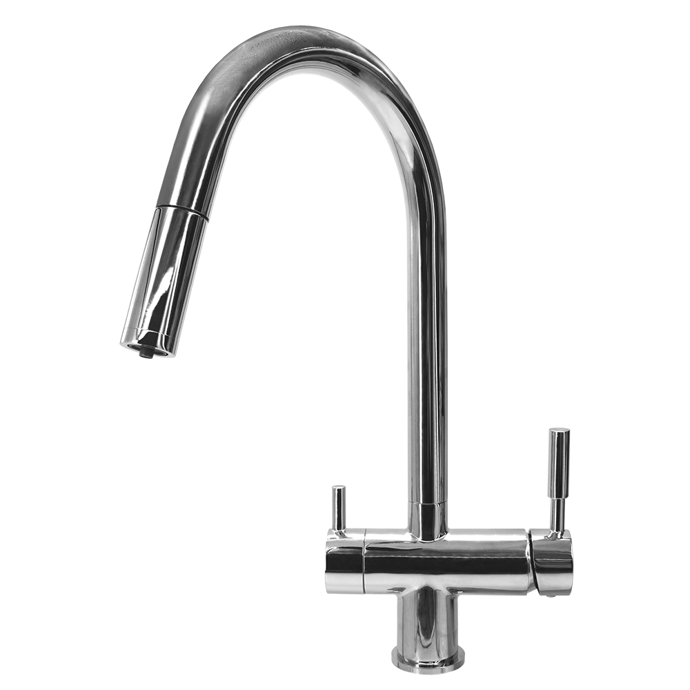 Смеситель для кухни с краном для питьевой воды БАРЬЕР SAFE FLEX-01АRSS (цвет - серебро)