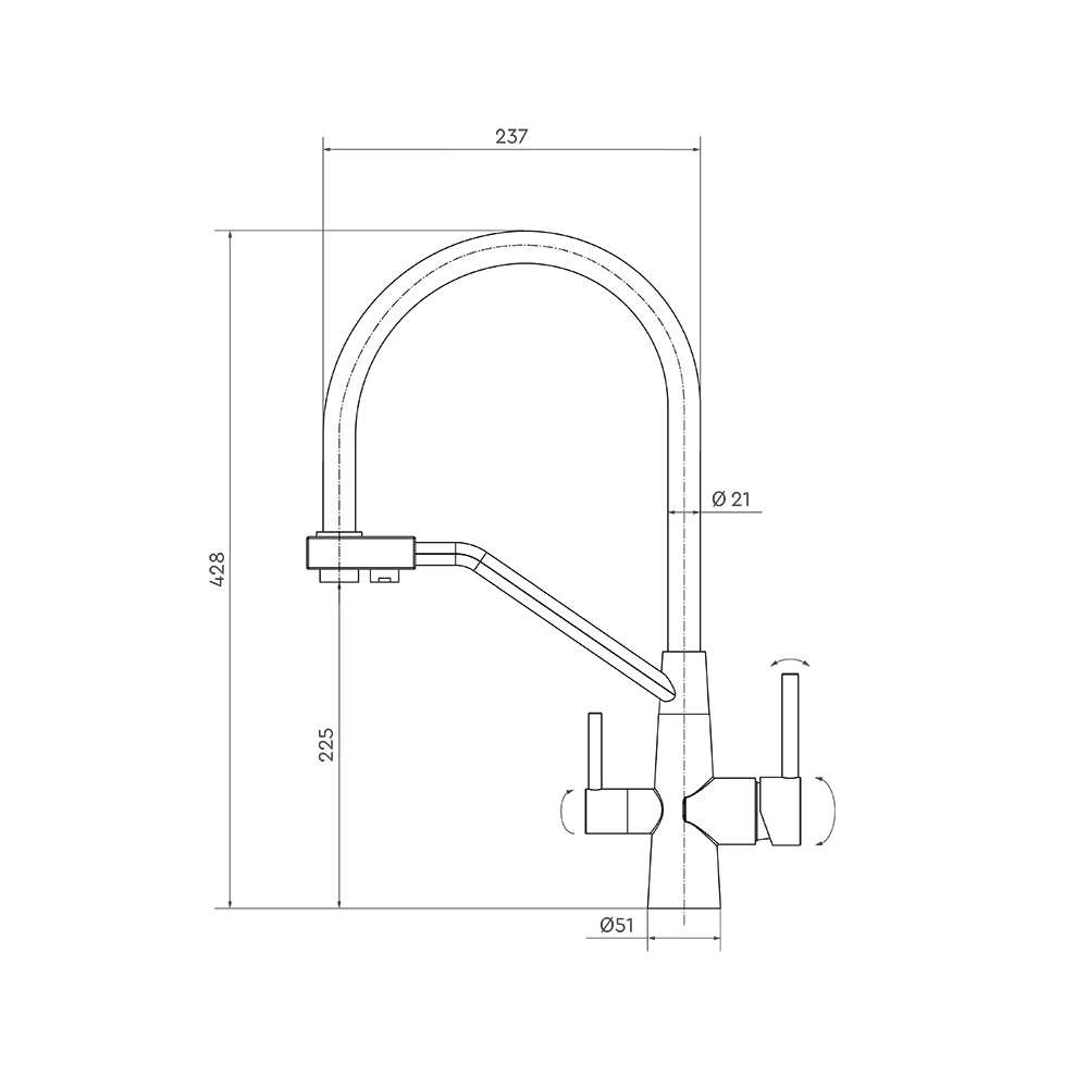 Смеситель для кухни с краном для питьевой воды БАРЬЕР SAFE-04FSSNB (цвет - сатиновый никель с черным изливом) - Изображение 6